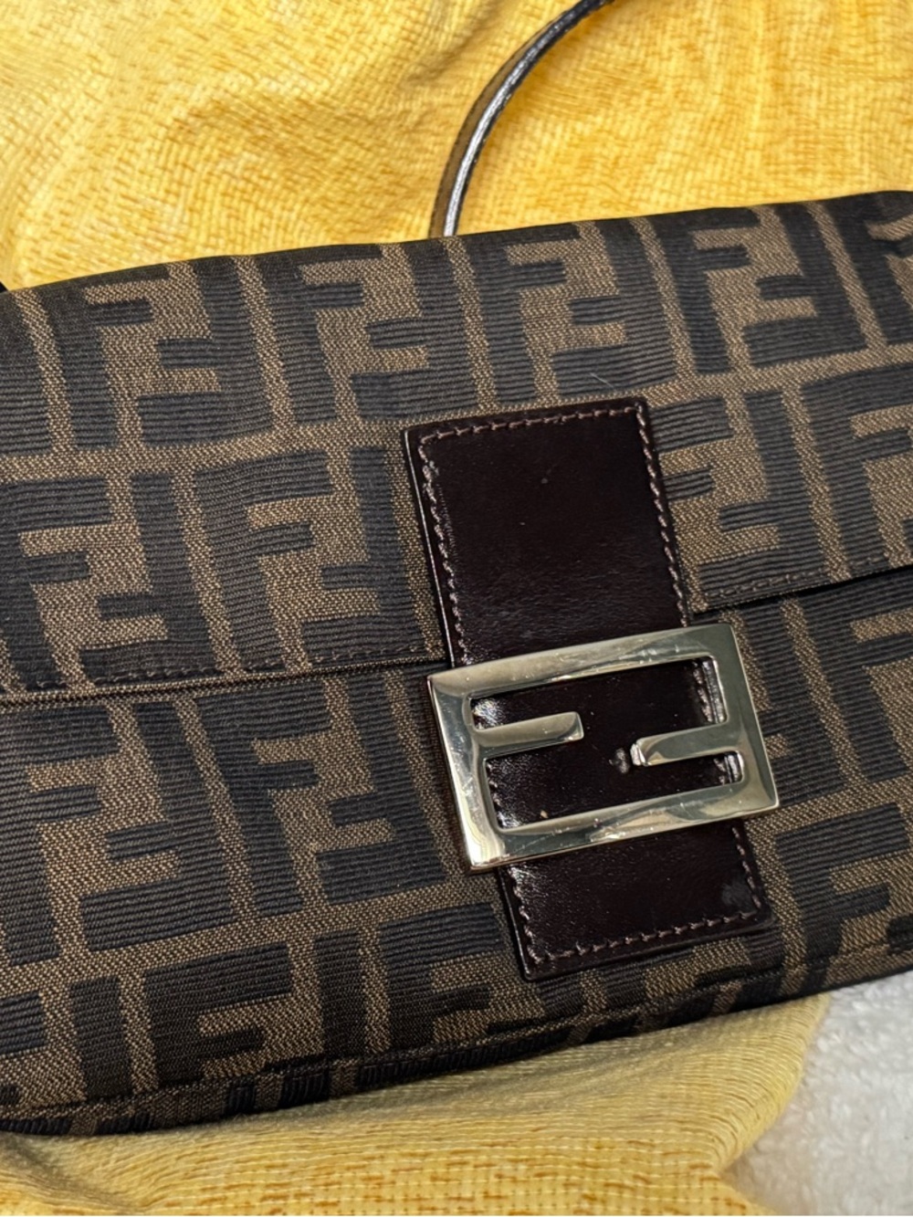 Fendi Brown Monogram Canvas Baguette Clutch with Silver Hardware - Picture 6 of 13